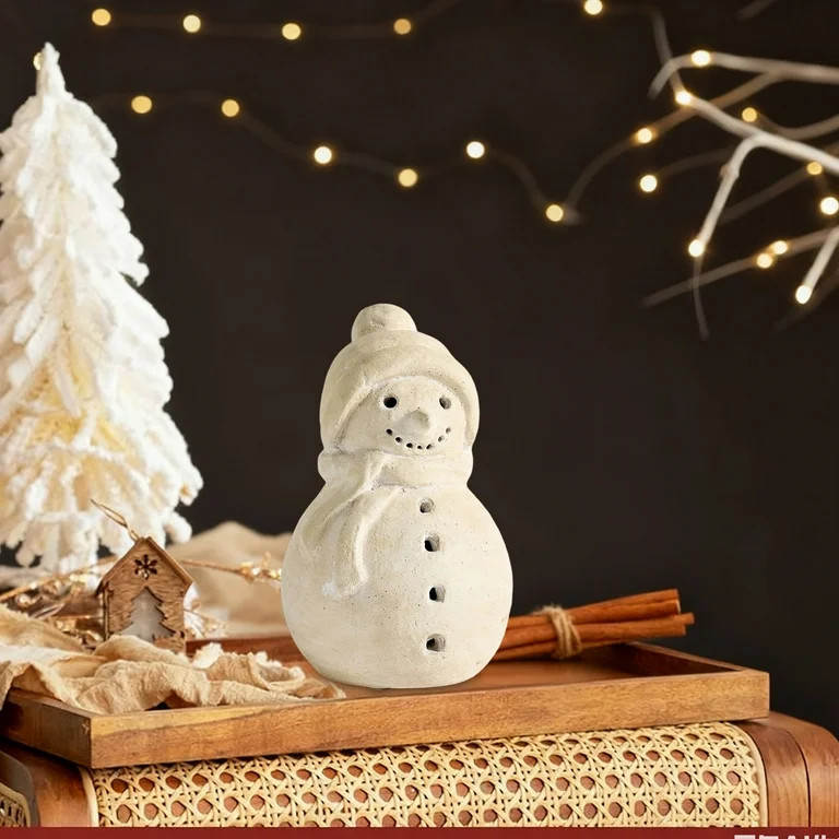 Christmas Decorations - Handmade Terracotta Snowman Figurines - 1 Pack White Clay Winter Decor Ho... | Walmart (US)