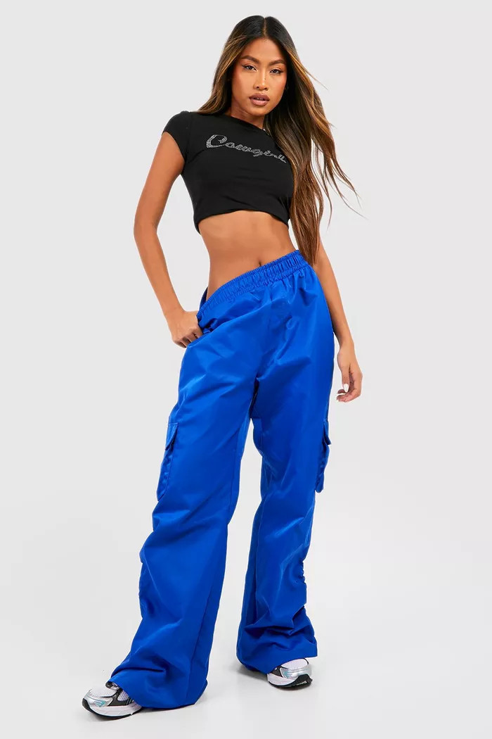 Ruched Hem Pocket Wide Leg Cargos | Boohoo.com (US & CA)