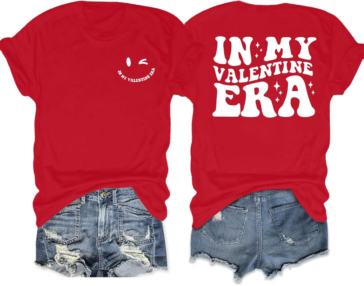 Valentines Day Shirt Women in My Valentine Era Shirts Cute Valentines Day Tee Casual Lover Gift S... | Amazon (US)