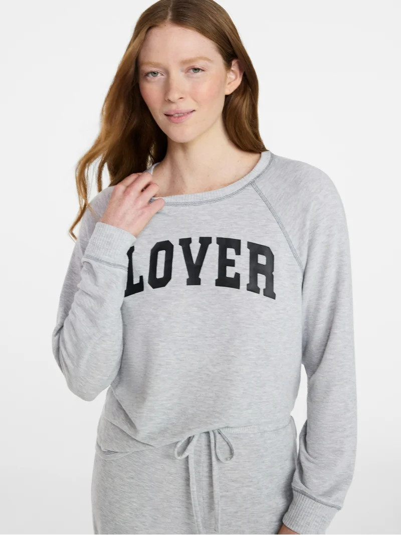 Joyspun Women's Cozy Lounge Collection Hacci Long Sleeve Top and Pants Pajama Set, 2-Piece, Sizes... | Walmart (US)