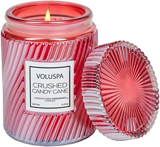 Amazon.com: Voluspa Crushed Candy Cane Candle | Small Glass Jar | 5.5 Oz. | 50 Hour Burn Time | H... | Amazon (US)