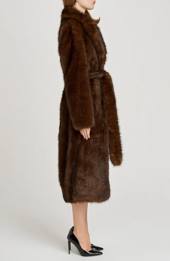 x Sara Walker Diana Faux Fur Wrap Coat | Nordstrom