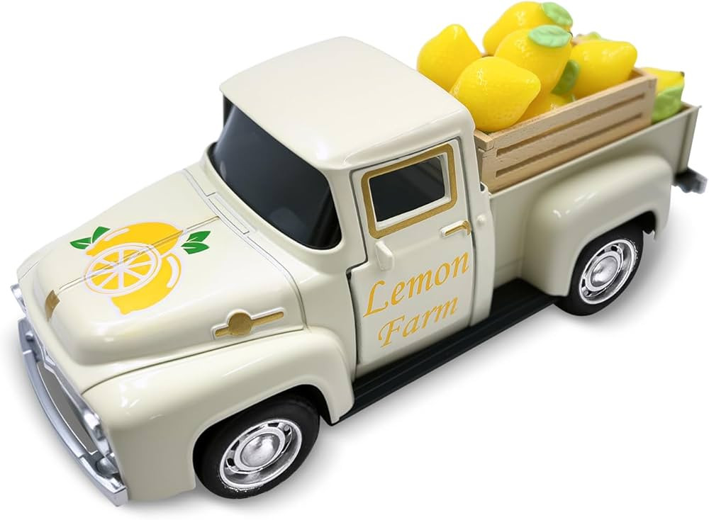 Lemon Decor Vintage Truck Decor with Mini Faux Lemons and Wooden Crate Summer Tiered Tray Decor L... | Amazon (US)