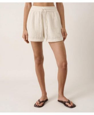 Pact Women's Organic Cotton Coastal Double Gauze Curved Hem Short - Cream | Macy's