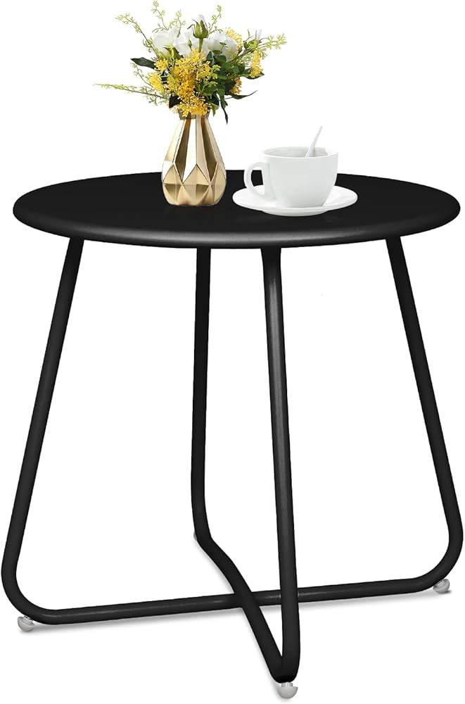 ECOMEX Outdoor Side Table for Patio, Round Metal Patio Side Table Small Sofa End Table, Patio Wat... | Amazon (US)