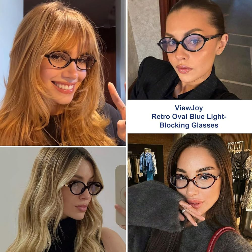 ViewJoy Retro Oval Blue Light Glasses for Women Fashion Computer Glasses Bluelight Blocking Eyewe... | Amazon (US)