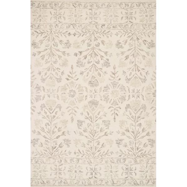 Fleshman Floral Handmade Looped/Hooked Wool Area Rug in Ivory/Neutral | Wayfair North America