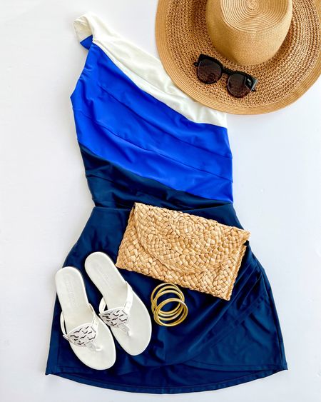 SummerSalt Sidestroke swimsuit and swim skirt on sale 30% off! Super flattering style especially on a curvy frame. Excellent quality and great coverage. Size 12 shown here. Tory Burch Miller Soft sandals true to size.  J. Crew straw beach hat, Quay sunglasses buy one get one free, Amazon waterproof bangles, Amazon straw clutch purse

Beachwear, pool attire, vacation outfit ideas, resort wear, resort style, vacation style, bathing suit, curvy swimwear, swim style, straw purse, straw bag

#liketkit @shop.ltk https://liketk.it/3VLJM

#LTKtravel #LTKcurves #LTKswim