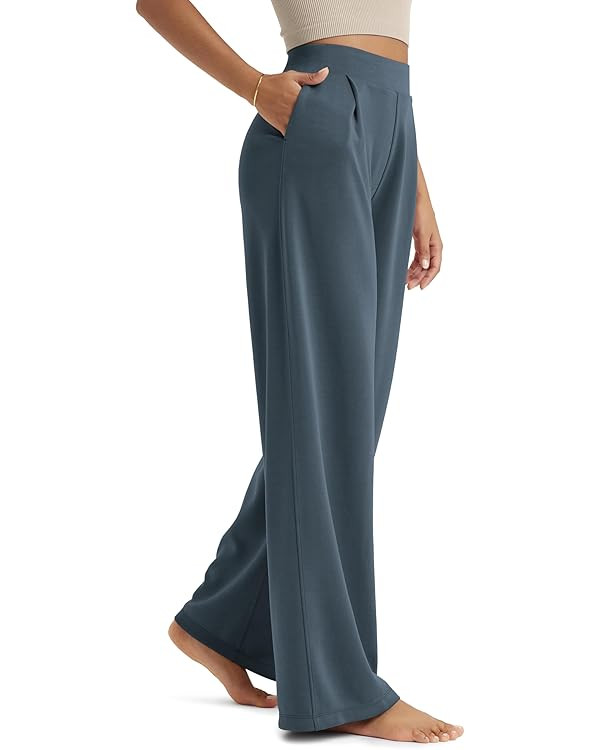ODODOS Modal Soft Wide Leg Pants for Women High Waist Casual Relaxed Pants with Pockets-27/29"/ 3... | Amazon (US)