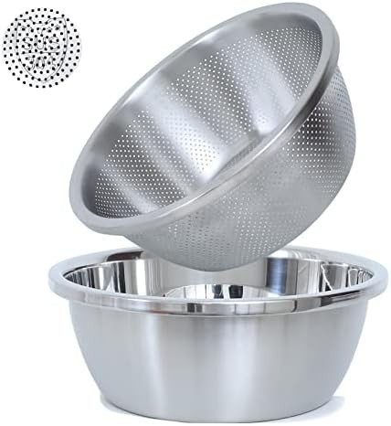 304 Stainless Steel Microporous Colander,2QT Large Capacity with Mixing Bowl For washing vegetabl... | Amazon (US)