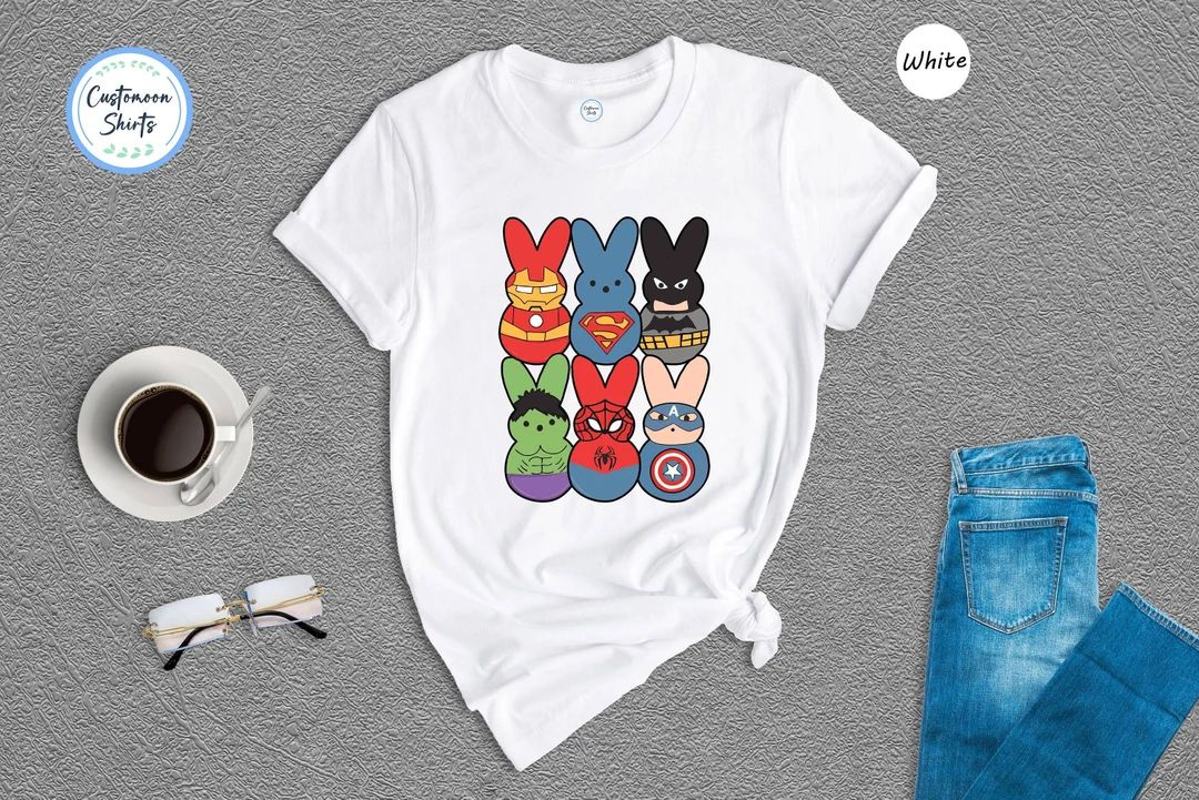 Easter Peeps Superheroes, Easter Superhero Group Bunny Shirt, Movie Characters Bunny, Cool Easter... | Etsy (US)