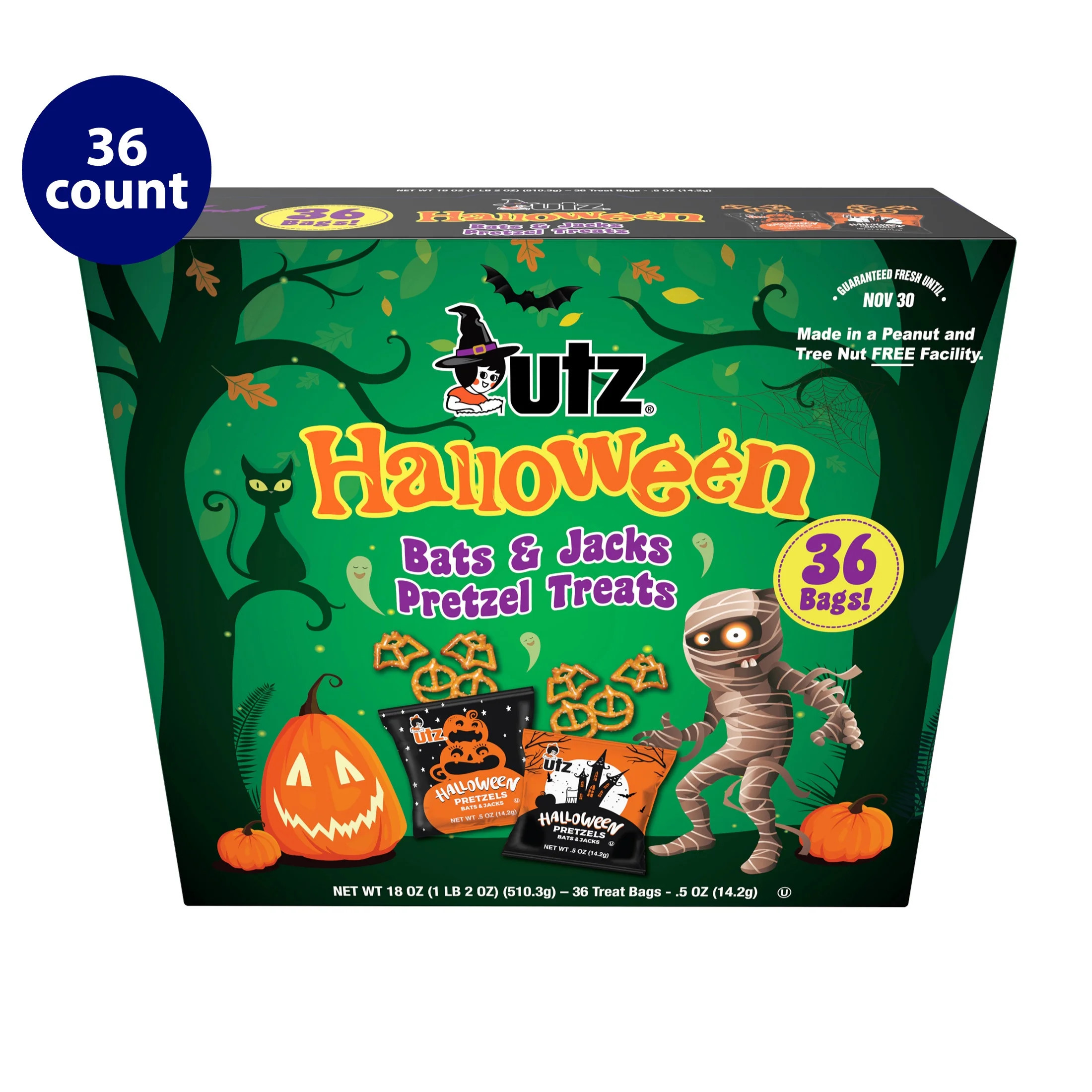 Utz Halloween Bats and Jacks Pretzel Treats, 0.5 oz, 36 Count - Walmart.com | Walmart (US)