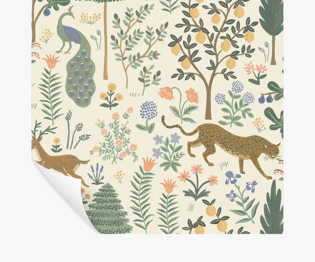 Menagerie Peel & Stick Wallpaper - Cream | Rifle Paper Co.