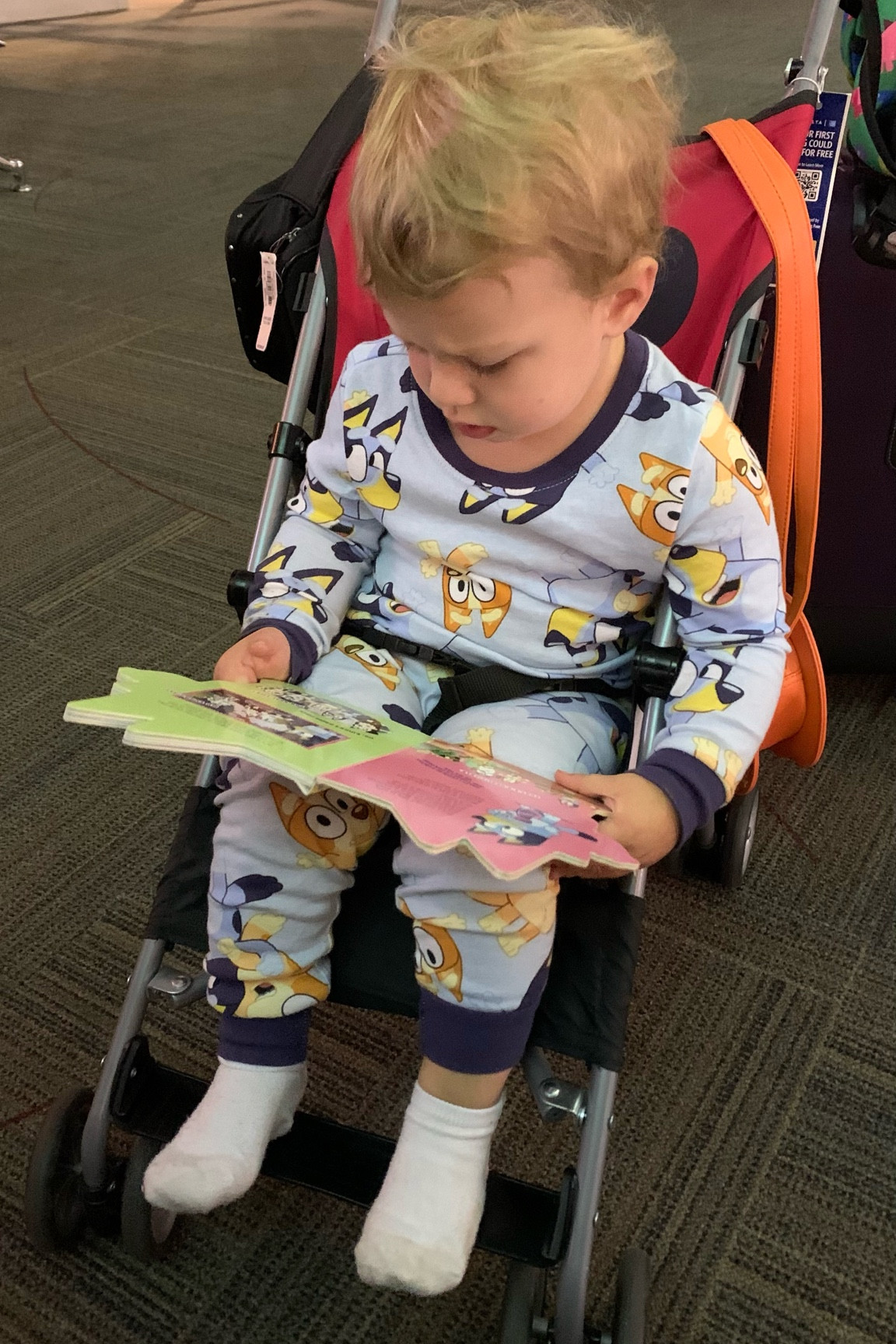 Early morning look on her face “what the heck is going on mom..a the airport at 5am 😒 #blueypajamas #traveloutfit #travelstroller #disneystroller #toddlertravel

#LTKKids #LTKFamily #LTKTravel