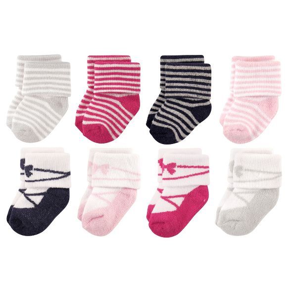 Luvable Friends Baby Girl Newborn and Baby Terry Socks, Stripe Ballet | Target