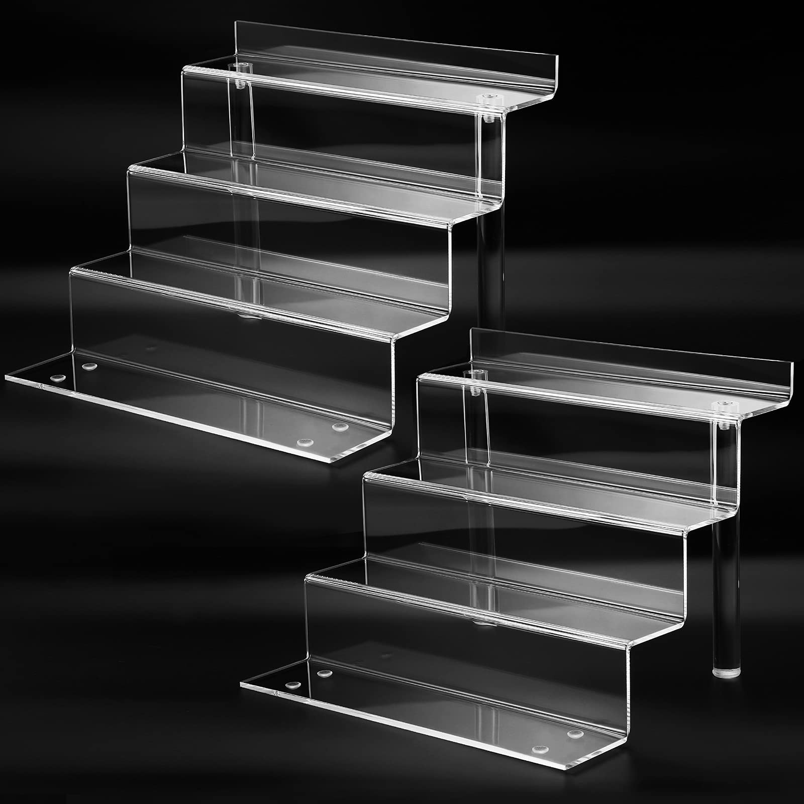bigantss 9 Inch Acrylic Shelf for Perfume Organizer in 2 Pack, 4 Tier Funko POP Shelves, Cologne Organizer Tiered Riser Display Stand, Acrylic Display for Decoration | Amazon (US)
