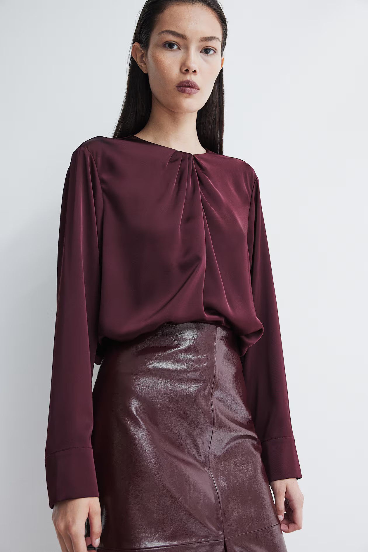 Pleat-Detail Satin Blouse | H&M (US + CA)