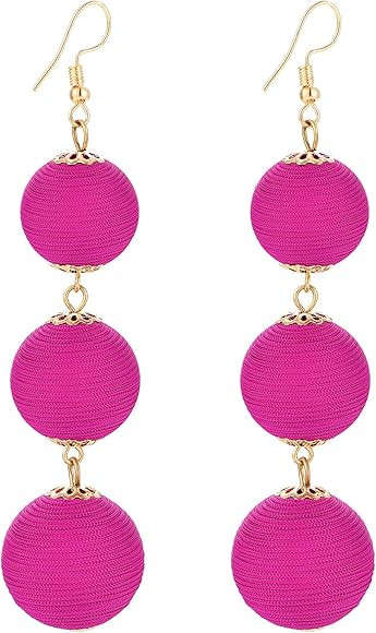 Yanxyad Thread Ball Dangle Earrings Thread Dangle Earrings Soriee Drop Earrings Beaded Ball Ear D... | Amazon (US)