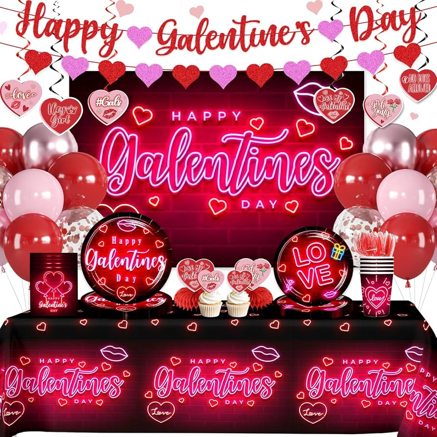 209pcs Galentines Day Decorations Complete Tableware Set, Galentines Day Party Decorations, inclu... | Amazon (US)