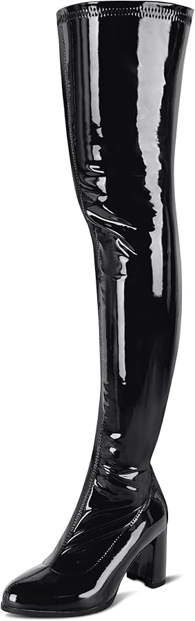 girgod Thigh High Boots for Women Sexy Pointed Toe Over The Knee Boots Cosplay Dance Party Patent... | Amazon (US)