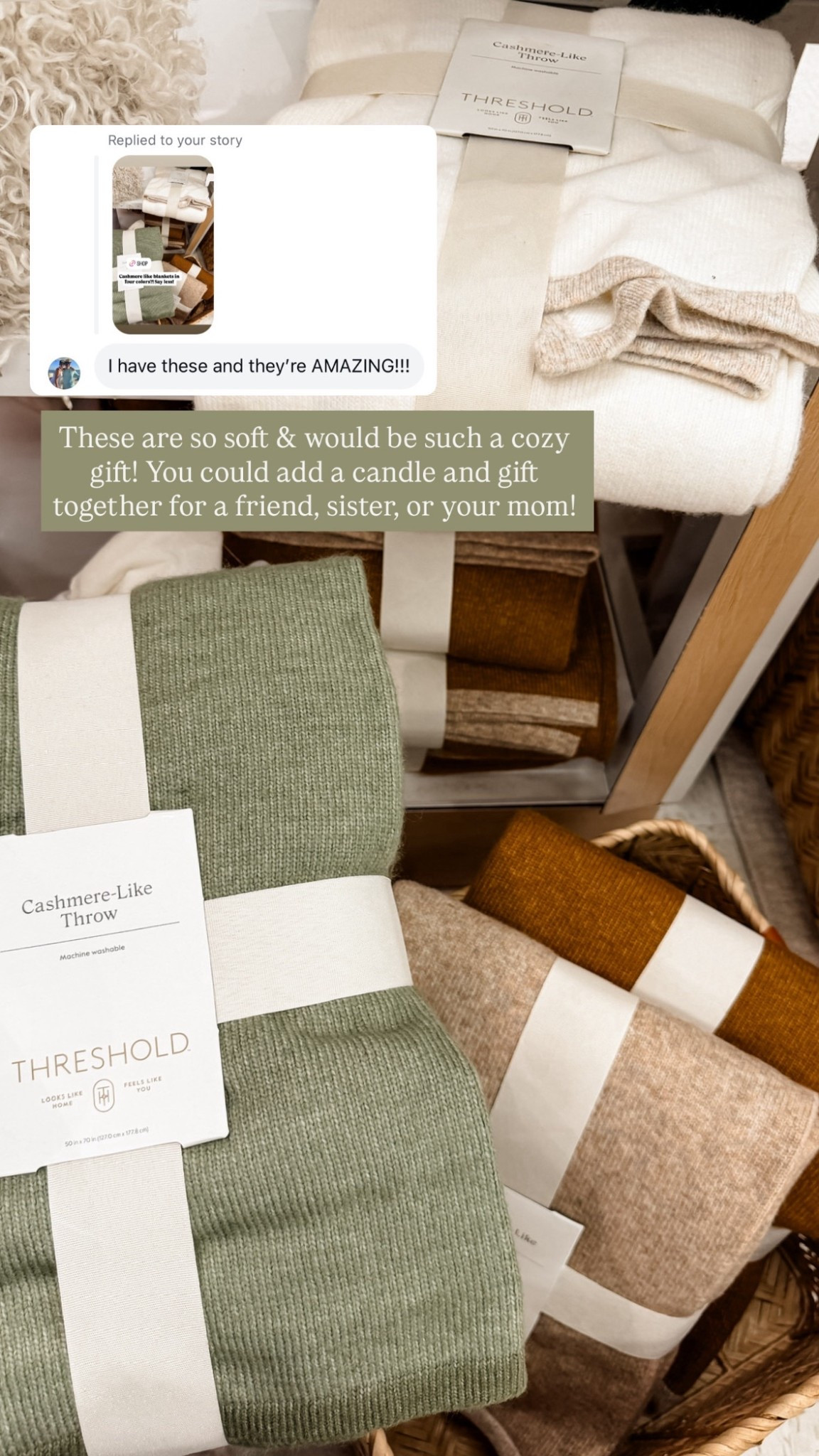 These cashmere blankets have several colors to choose from! They would make a great gift for anyone! 

Loverly Grey, Target find, cashmere blankets, gift guide, gift ideas 

#LTKFindsUnder50 #LTKHoliday #LTKGiftGuide