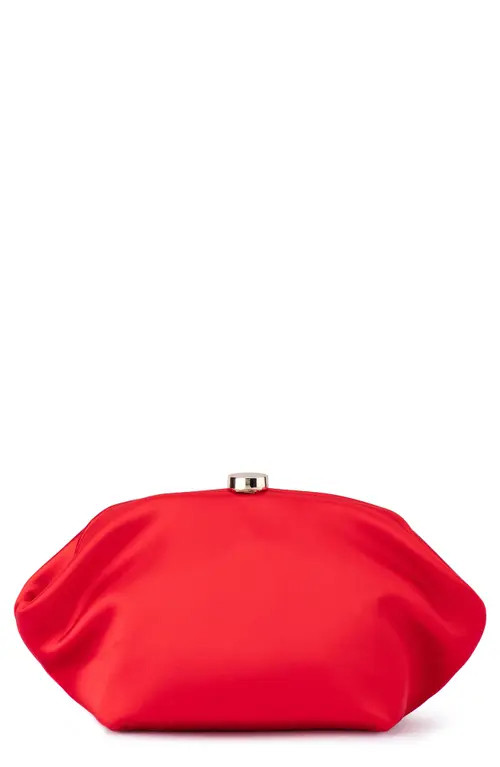 Olga Berg Karina Satin Frame Clutch in Red at Nordstrom | Nordstrom