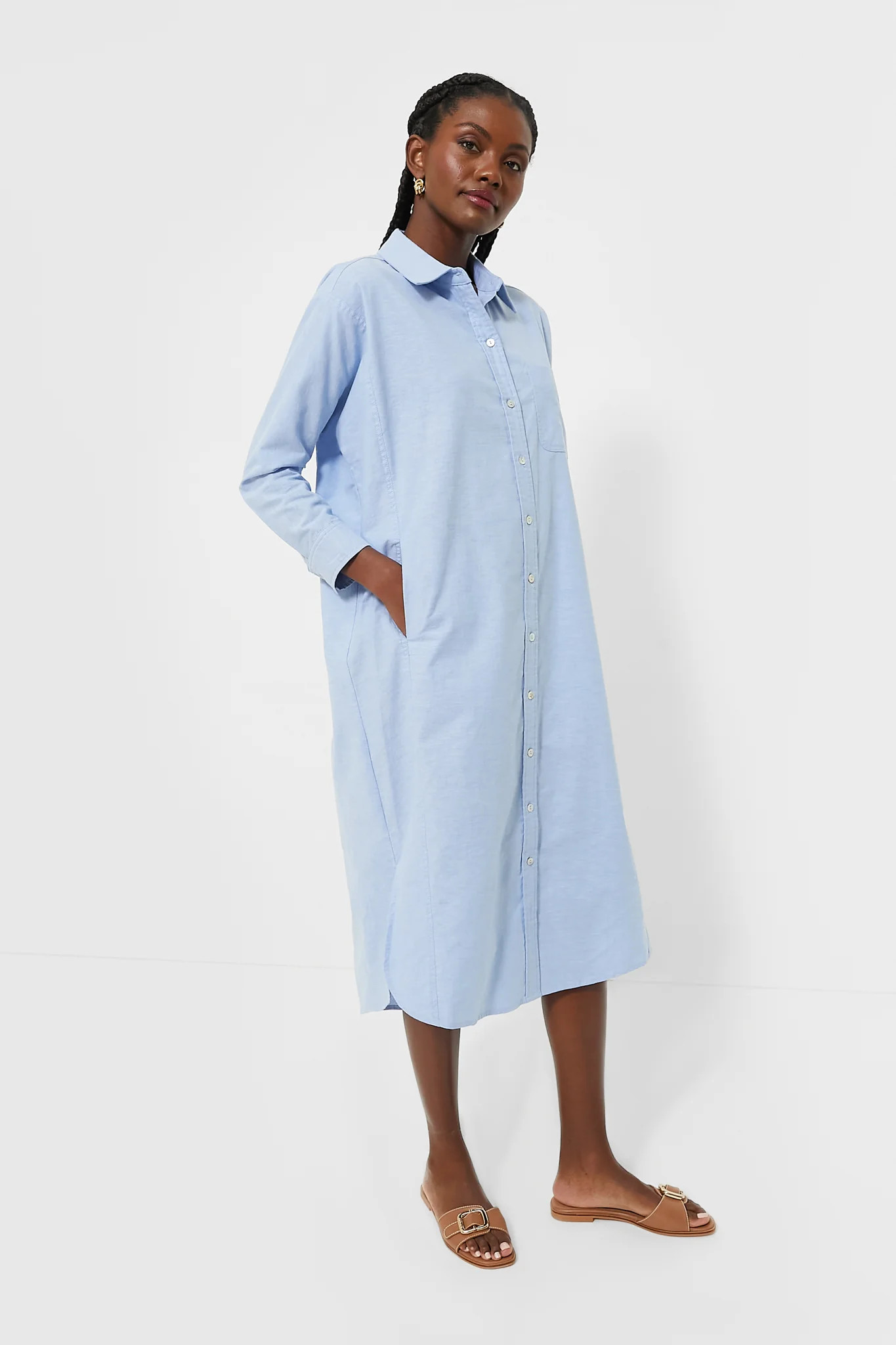 Blue Lightweight Oxford Aria Dress | Tuckernuck (US)