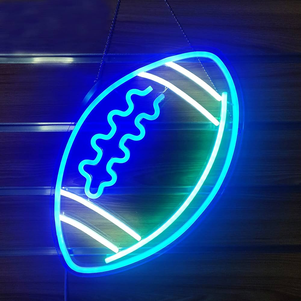 Ajoyferris Blue Neon Signs Football Shape Neon Signs for Wall Decor Neon Lights Neon Lights Signs... | Amazon (US)