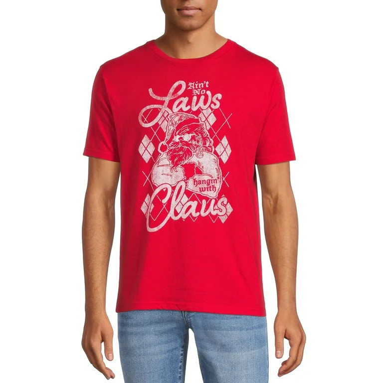 Holiday Time Men's Hanging with Claus Graphic Tee | Walmart (US)