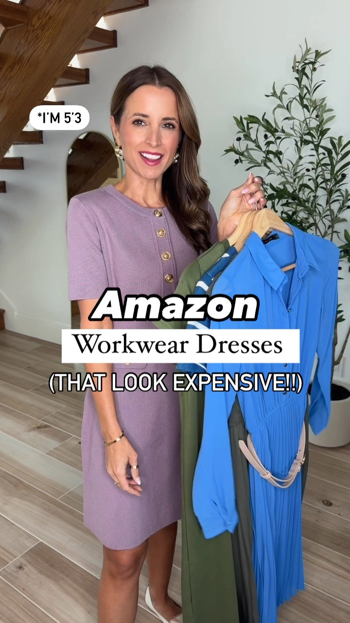 Amazon workwear dresses. Amazon work outfits. Teacher outfits. Business casual. Work conference. Work dresses. Sweater knit work dresses. Pleated midi dresses. Model T-shirt maxi dress. Kitten heels are TTS. 

*Wearing smallest size in each! The mauve dress is a little big on me (size small) but everything else is TTS. 

#LTKWorkwear #LTKShoeCrush #LTKFindsUnder50