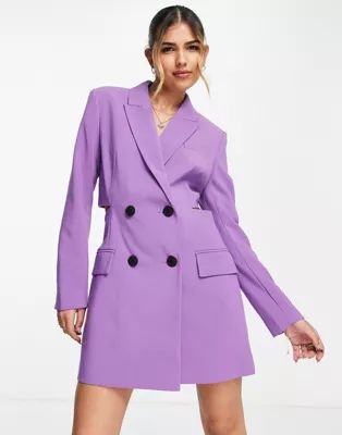 Stradivarius blazer dress with cut-out detail in purple | ASOS (Global)