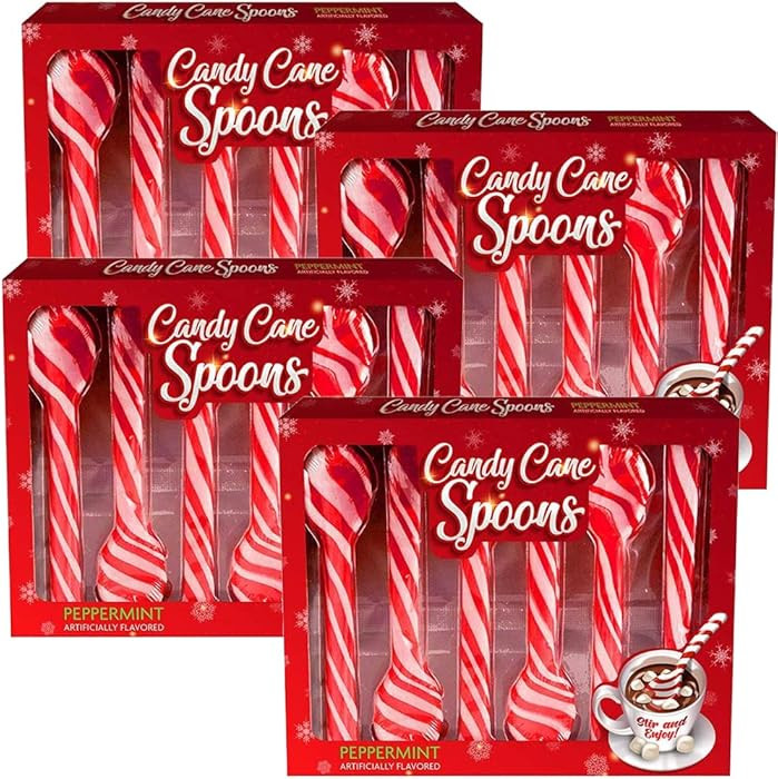 Candy Cane Peppermint Sticks, Edible Stirring Spoons for Hot Chocolate Cocoa Coffee Tea Cocktail ... | Amazon (US)