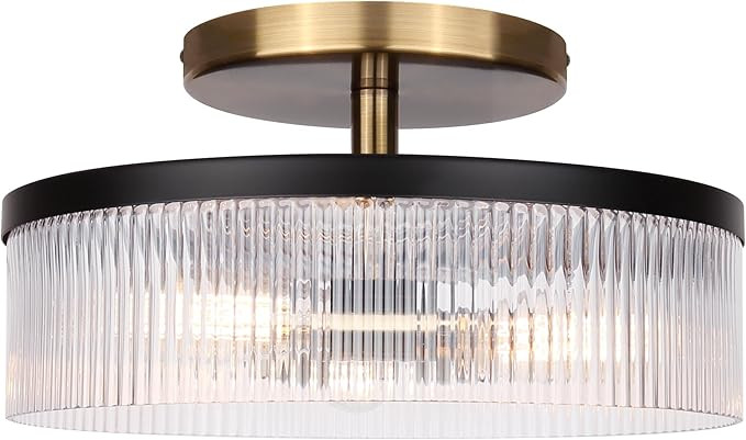Canarm Jenner 3-Light Contemporary Semi-Flush Mount Ceiling Light – Matte Black and Gold Finish... | Amazon (US)