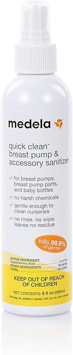 Medela Quick Clean Breast Pump and Accessory Sanitizer Spray Safe No Rinse Breastpump Sterilizer ... | Amazon (US)
