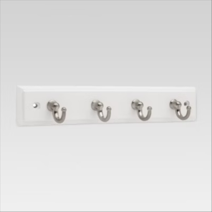 Click for more info about 9" Key Rack with 4 Hooks - White/Satin Nickel - Threshold™