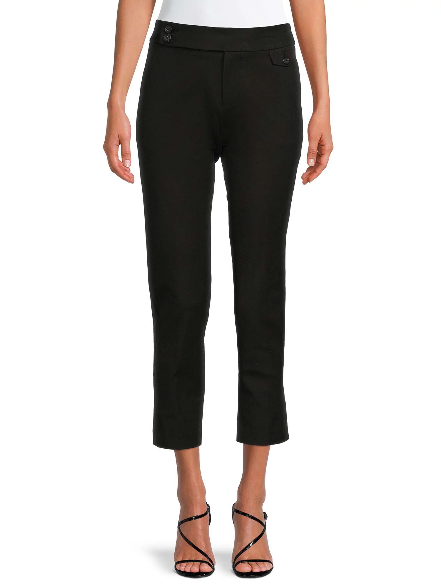 Time and Tru Women's Cropped Tab Front Pants | Walmart (US)