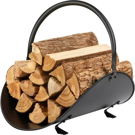 Amagabeli Fireplace Log Holder Indoor Firewood Carrier Metal Wood Rack Holders Tools Covers Fire Wood Basket Container Sets Ash Bucket and Carrying Bag Black Hearth Fireset Birch Outdoor Basket | Walmart (US)