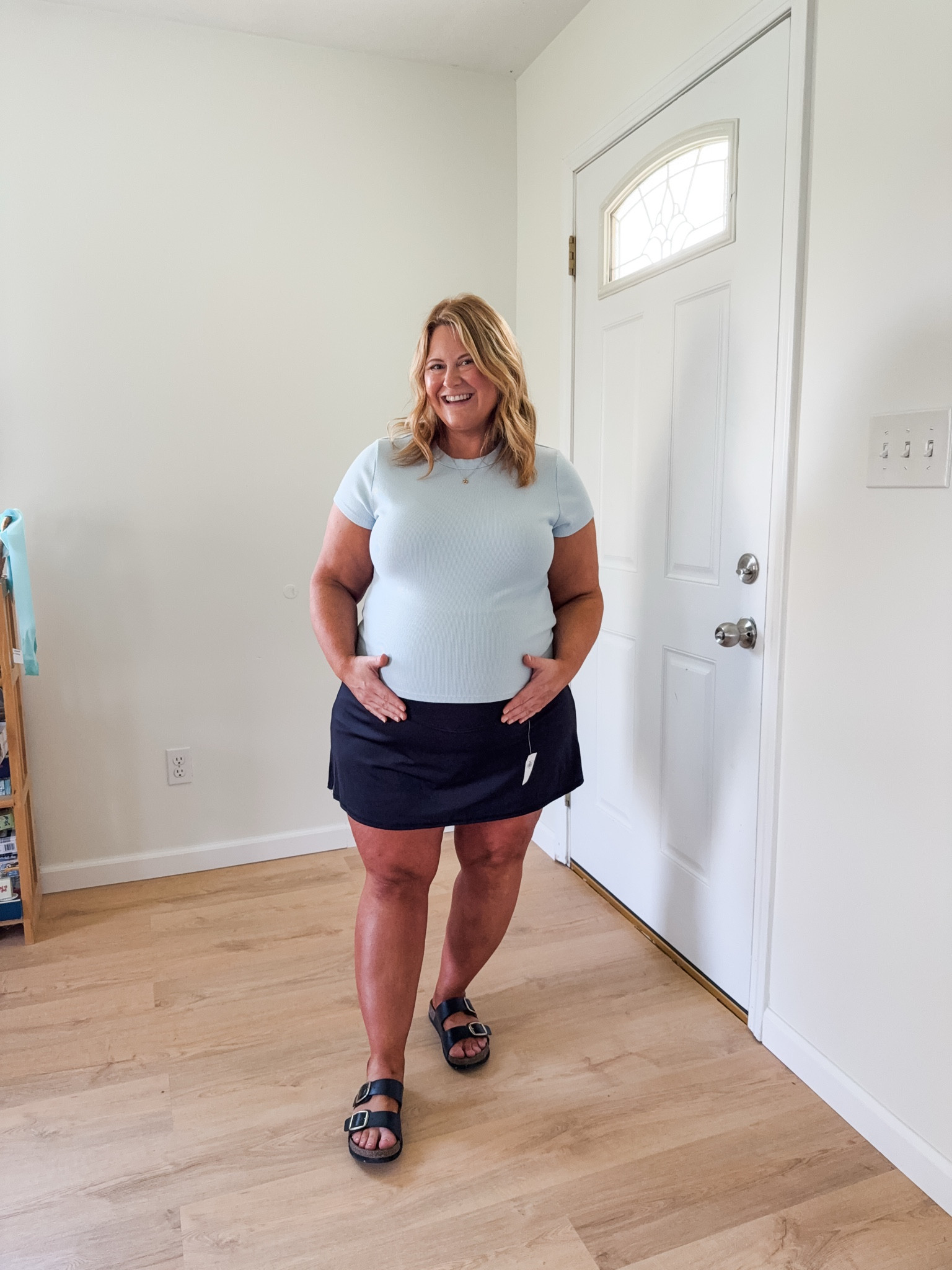 Wearing an XL in my maternity skort and an XL in my tee.

#LTKBump #LTKMidsize #LTKSaleAlert