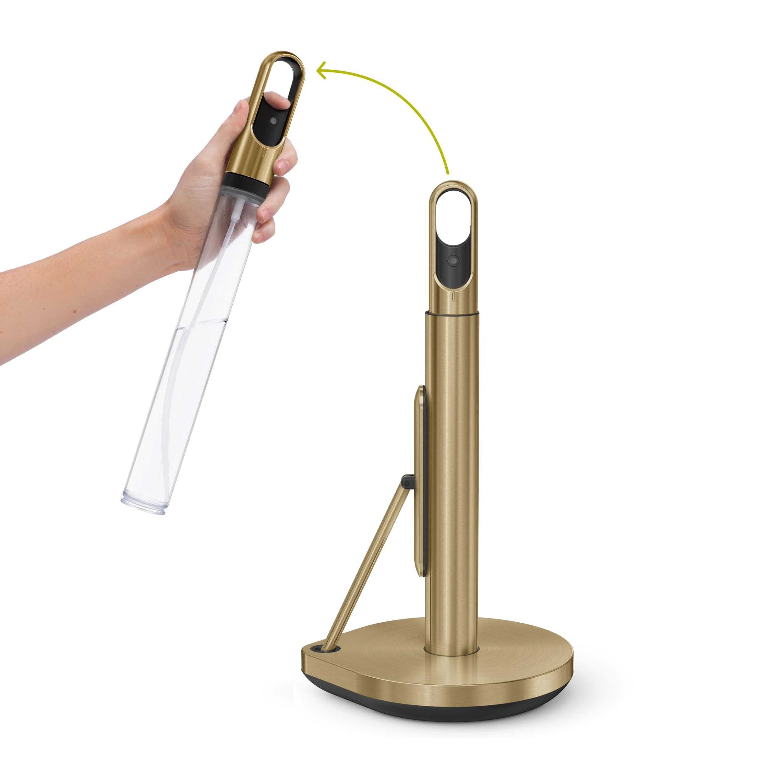 simplehuman Standing Paper Towel Holder with Spray Pump, Brass Stainless Steel, Gold | Amazon (US)