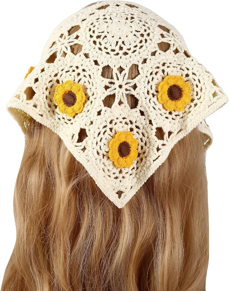 Floerns Women's Accessories Floral Hair Scarf Crochet Kerchief Vintage Headbands | Amazon (US)