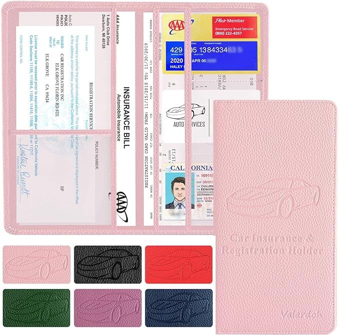 Amazon.com: Premium Car Registration and Insurance Card Holder, Car Document Holder for Cards, Dr... | Amazon (US)