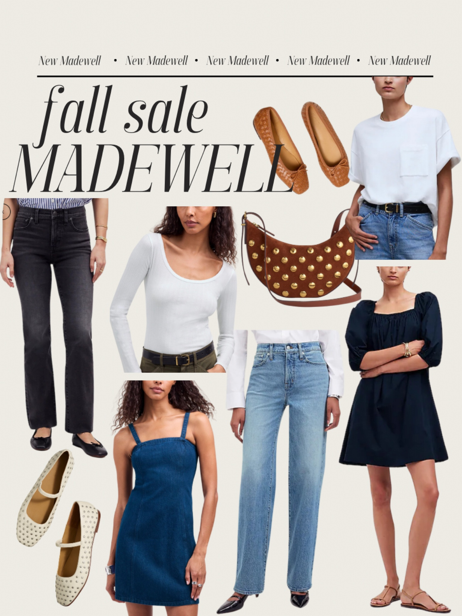 Fall sale!! 25% off new arrivals at @madewell! New fall jeans, best white shirt, fall dresses, studded bag, studded flats. 

#LTKFindsUnder100 #LTKSaleAlert