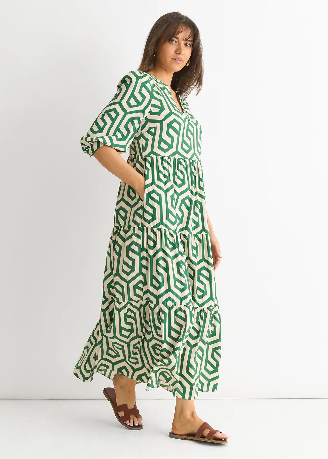 Dresses | Green Long Sleeve Maxi Dress | Gini London | Debenhams UK