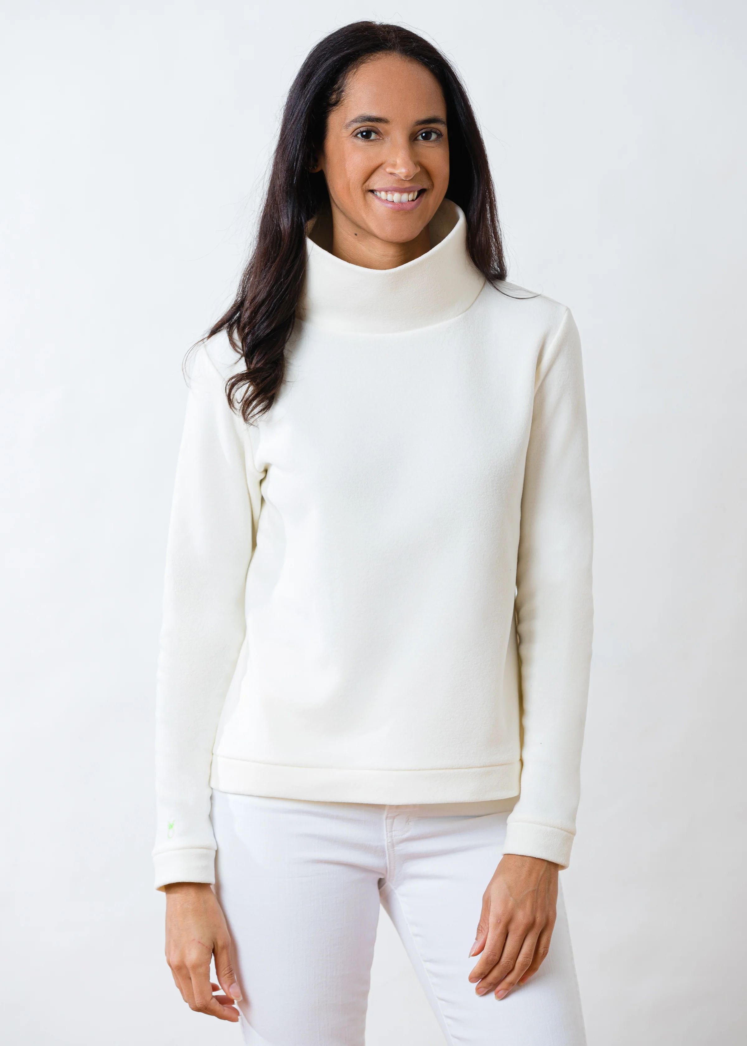 Park Slope Turtleneck in Terry Fleece (Off-White) | Dudley Stephens