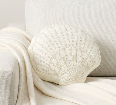 Shell Embroidered Shaped Pillow | Pottery Barn (US)