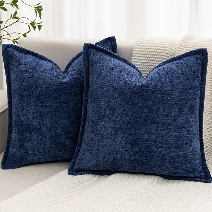 Decorative Throw Pillow Covers 18x18 Chenille Boho Pillowcase | Textured Square Pillow Cover Set ... | Amazon (US)