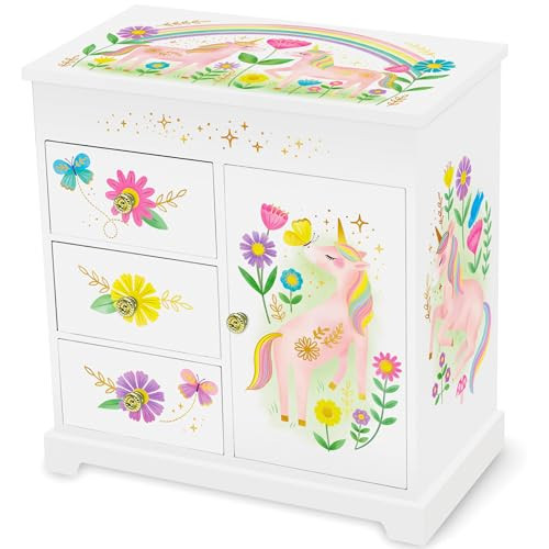 Unicorn Musical Jewelry Box for Girls - Unicorn Toys for Girls Age 4-6 - Kids Jewelry Box with Drawers - 9 x 5 x 9.3 in | Amazon (US)