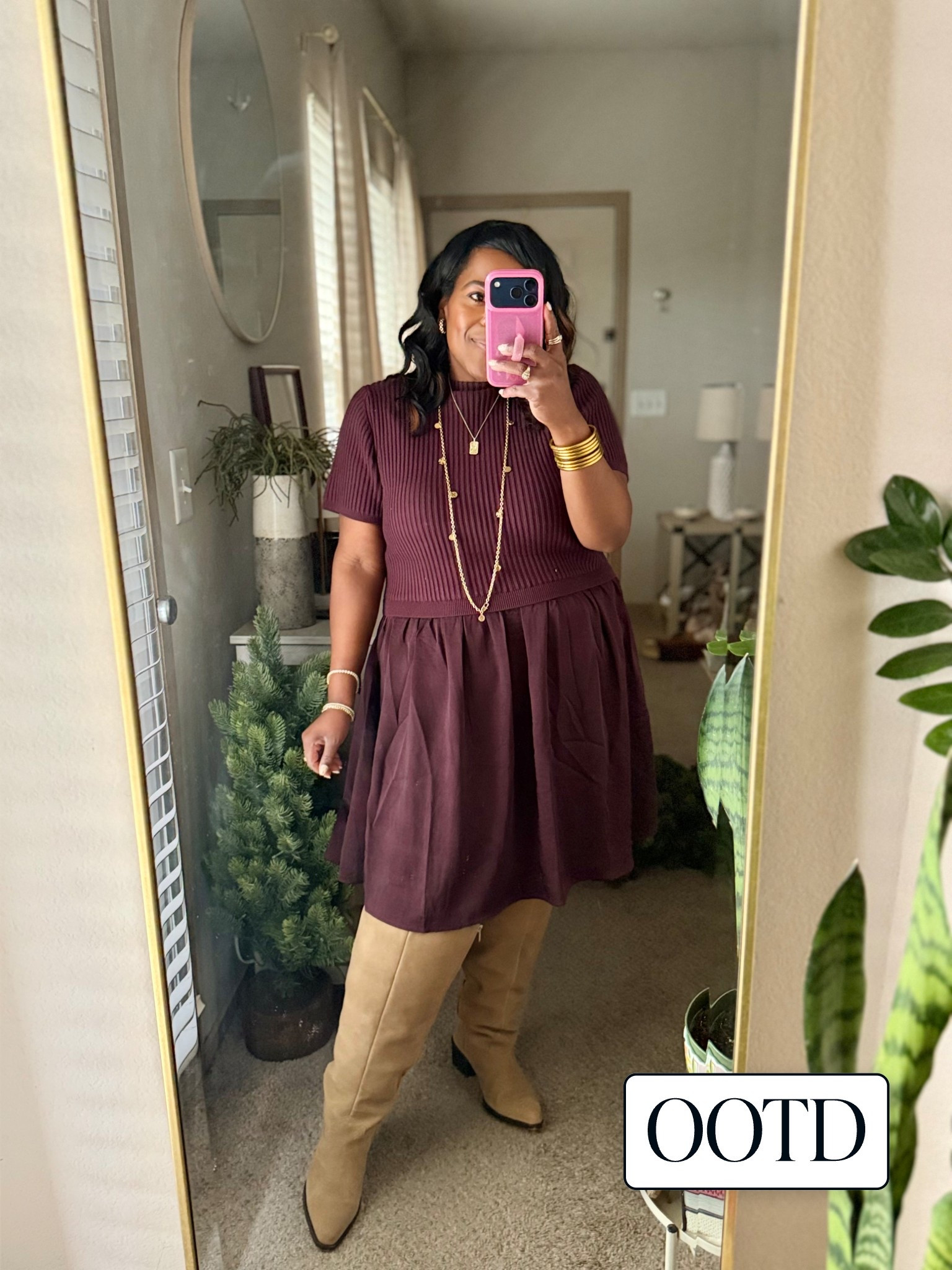 Love this mixed media dress from Walmart (Terra & Sky brand)! Perfect for Fall transition- where it’s cool in the morning and you’re sweating by lunch 😂😂😂 I’m wearing the size 0X. 

#LTKFindsUnder50 #LTKPlusSize #LTKWorkwear