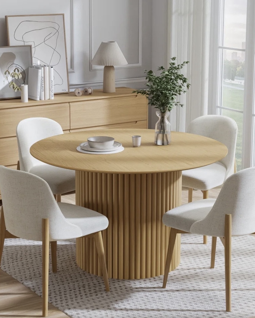 Round wood pedestal dining room table from Wayfair. 

We love this natural wood tone dining table  

#LTKU #LTKMidsize #LTKHome