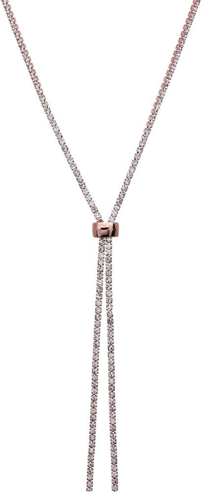 NTLX Y Necklace for Women - Long Rhinestone Necklace – Gold Silver and Rose Gold Necklace – A... | Amazon (US)